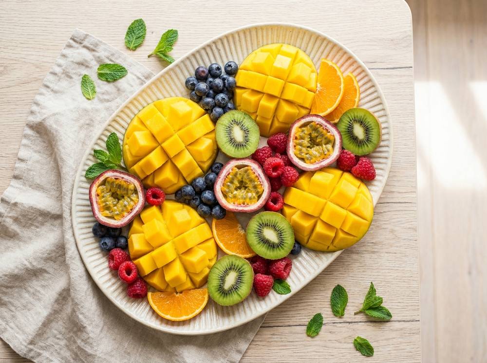 Comida nutritiva, smoothie bowl colorido